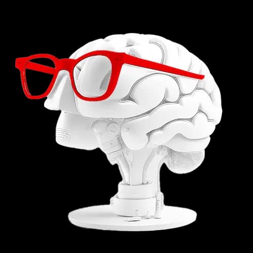 Brain with red glasses